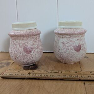 Vintage Pink Speckled Heart 90's Style Salt and Pepper Shakers